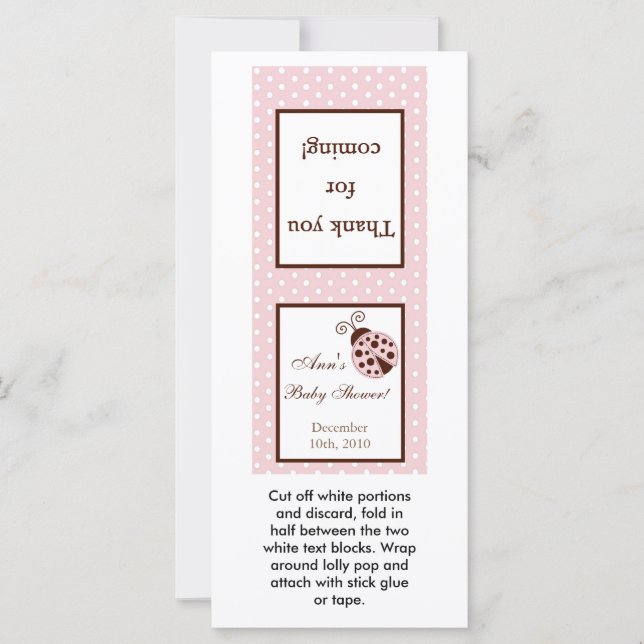 25 Lollipop Topper Pink Ladybug (Devant)