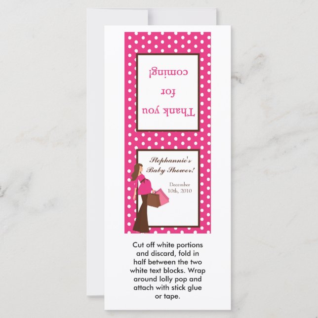 25 Lollipop Topper Pink Mod Maman Pois (Devant)