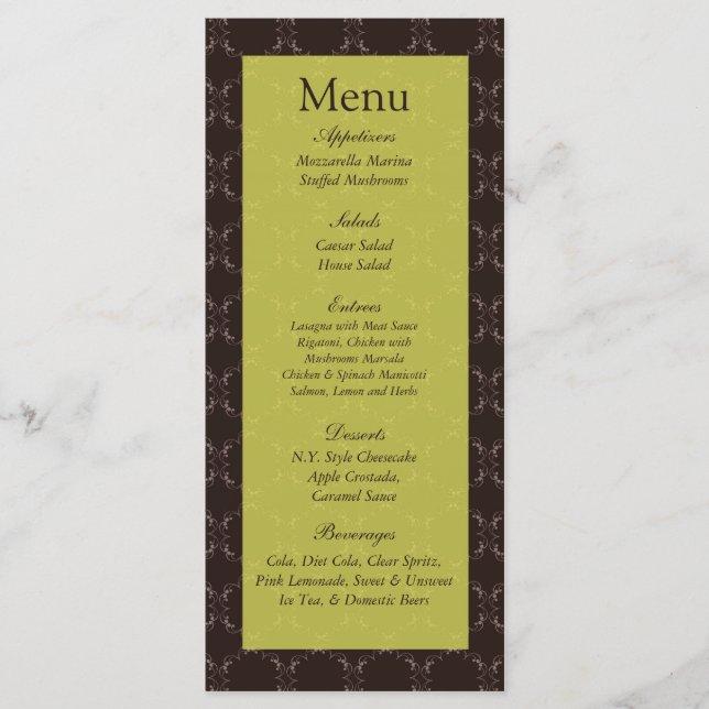 25 Menu Vintage Brown/Mariage vert (Devant)