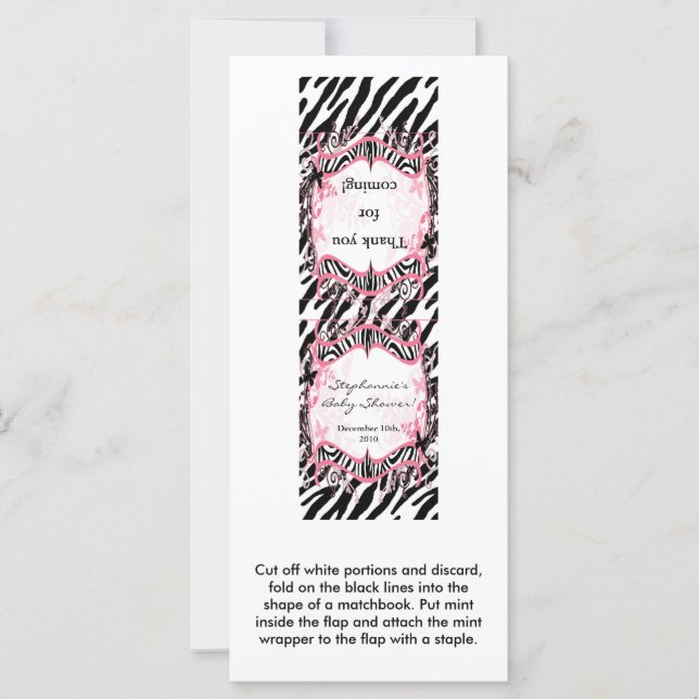 25 Mint Matchbooks Girly Butterfly Zebra Print (Devant)