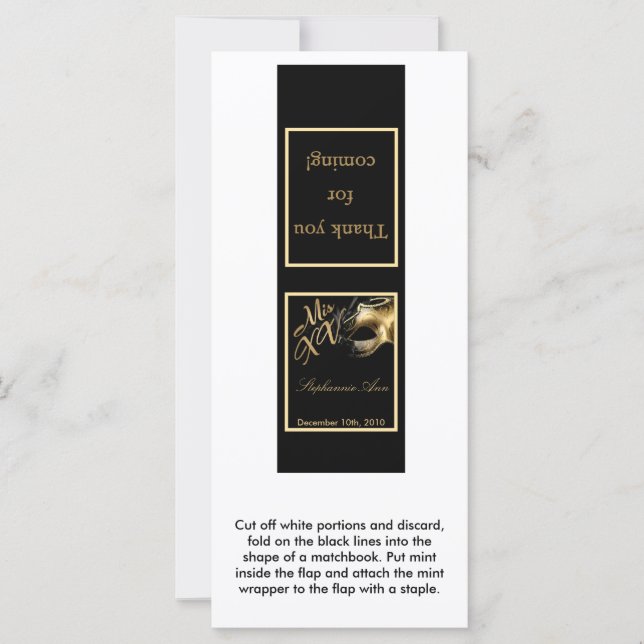 25 Mint Matchbooks Mis XV Gold Black (Devant)
