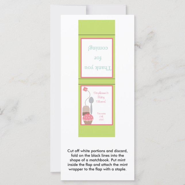 25 Mint Matchbooks Tea Party Pink Pastel Cupcake (Devant)