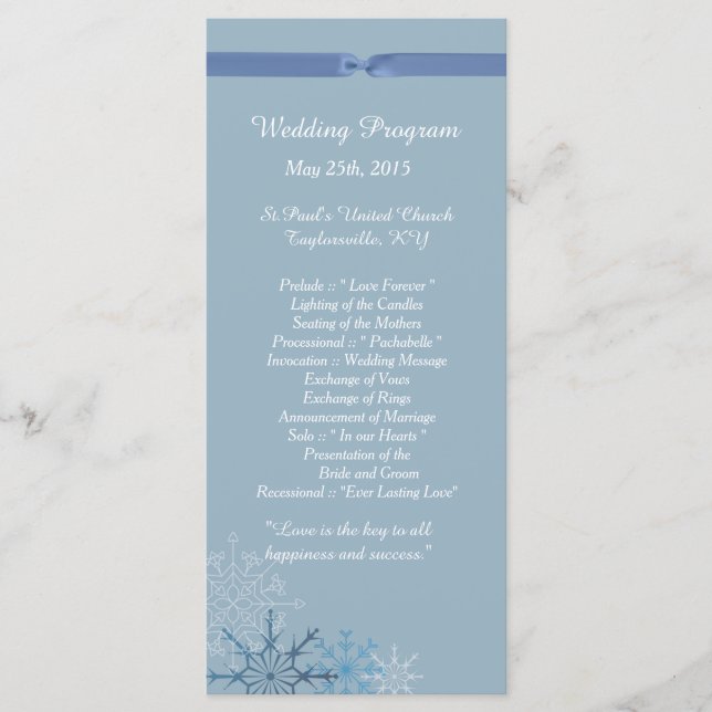 25 Programmes de mariage hivernal de flocons de ne (Devant)