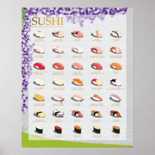 25 SUSHI TRADITIONNELS, GLYCINES, 16"" affiche X20