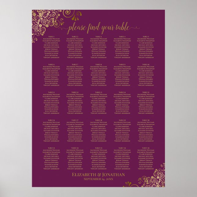 25 Tableau Cassis Mariage violet Cassis en or (Devant)