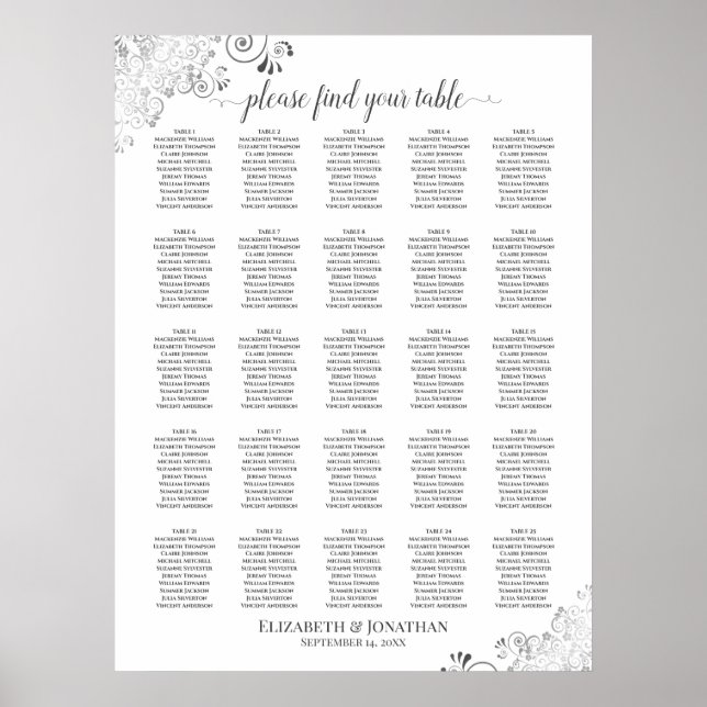 25 Tableau Lacy Mariage Argent Plat Blanc (Devant)