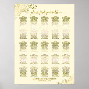 25 Tableau Mariage Gold & Cream