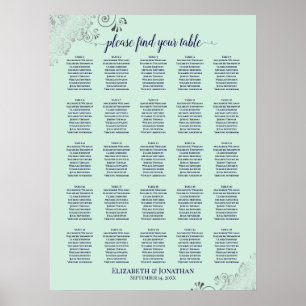 25 Tableau Marine & Mint Green Mariage Seating Cha