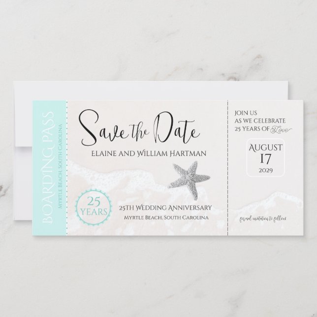 25e anniversaire Beach Boarding Pass Enregistrer l (Devant)