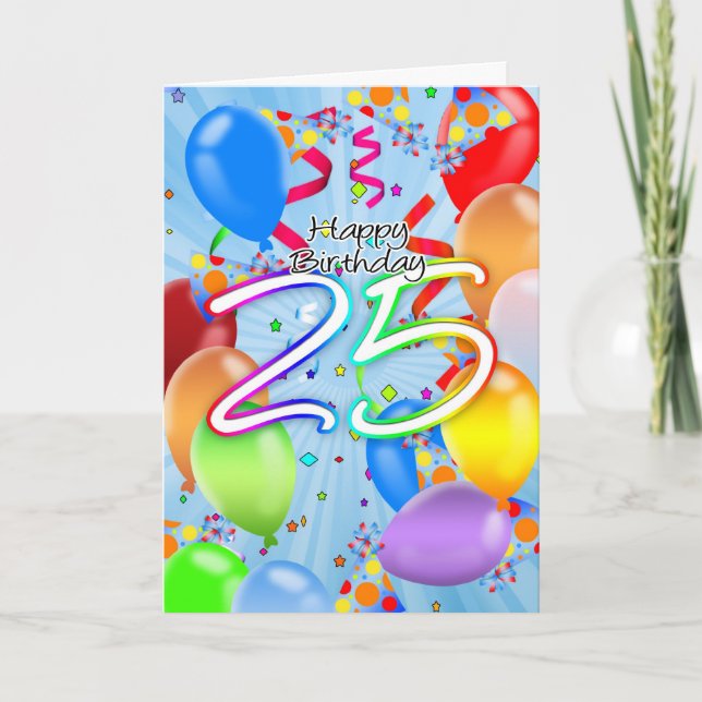 25e anniversaire - Carte d'anniversaire de ballons (Devant)
