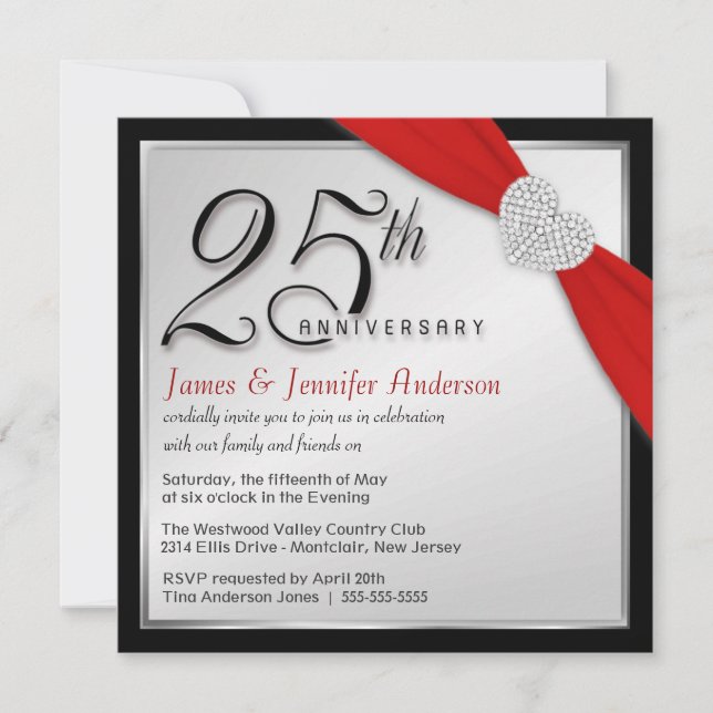 25e Anniversaire de Mariage - Cartes d'Invitation  (Devant)