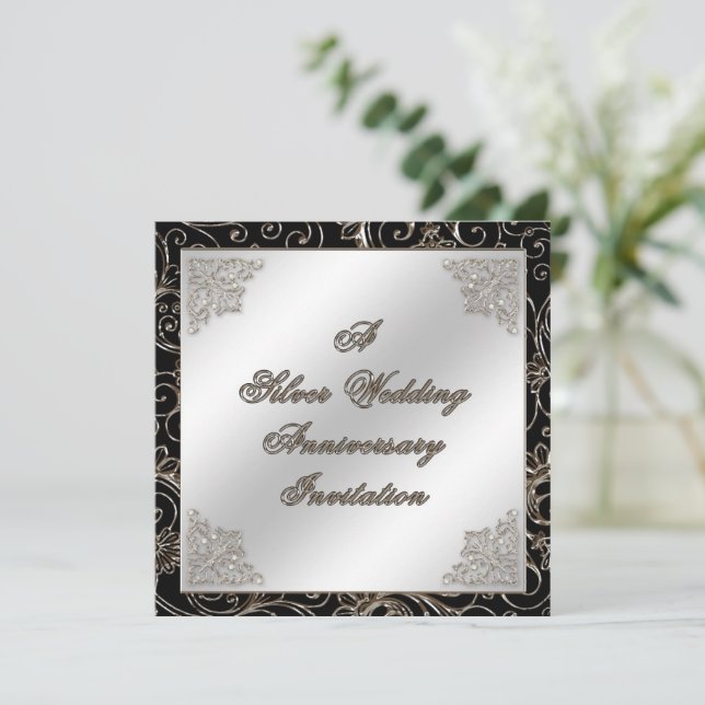 25e anniversaire du Mariage Carte d'invitation (Debout devant)