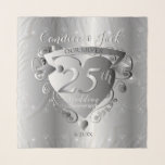 25e anniversaire du Mariage Écharpe du coeur de Ch<br><div class="desc">Si réfléchi de marquer son 25ème anniversaire d'argent dans le style rétro 50 avec leur propre emblème de coeur 3D et les noms en caractère d'ombre portée! S'il vous plaît,  envoyez-moi un message avec toute personnalisation que vous souhaitez,  je serai ravi de vous aider !</div>