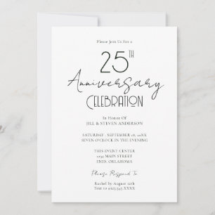 25e anniversaire du Mariage Élégante invitation de