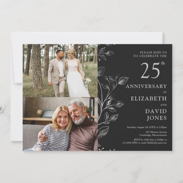 25e anniversaire du Mariage en argent 2 invitation (Devant)