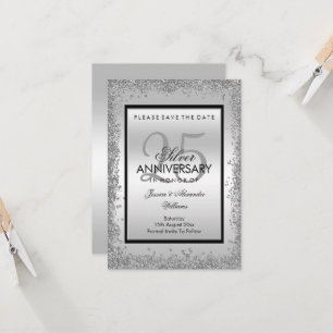 25e anniversaire du Mariage Glitzy Silver & Black