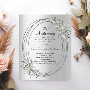 25e anniversaire du mariage invitation argent