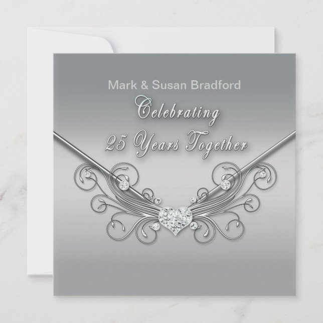 25e anniversaire du Mariage - INVITATION - ARGENT (Devant)