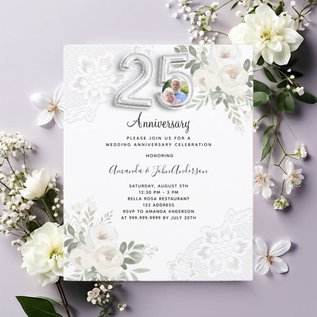 25e anniversaire du mariage photo florals invitati (Créateur téléchargé)