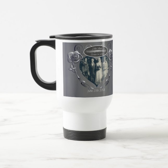25e anniversaire du Mariage +Photo Mug (Gauche)