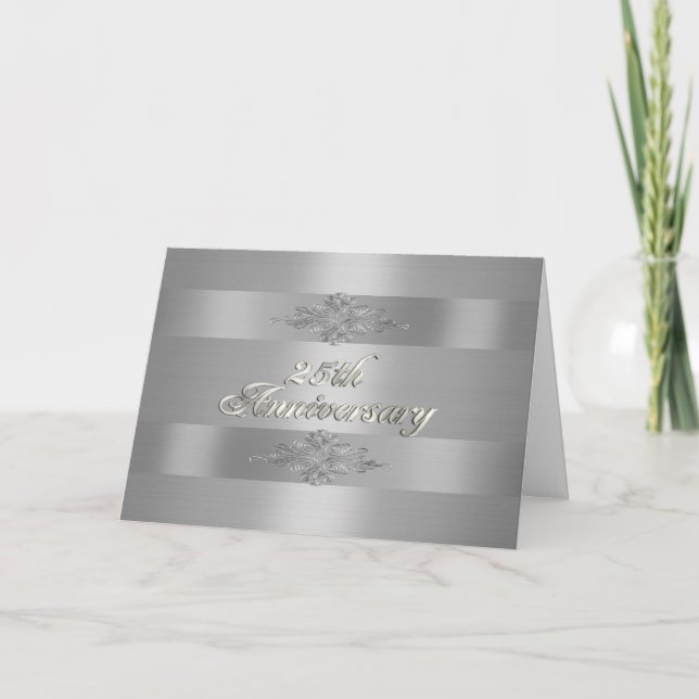 25e anniversaire invitation argent satin (Devant)