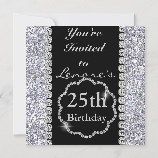 25e anniversaire Invitation DIAMONDS & SPARKLES (Devant)
