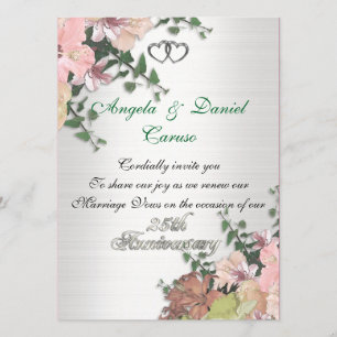 25e anniversaire Invitation Fleurs d'aquarelle