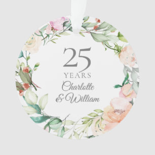 25e anniversaire Mariage aquarelle Roses Floral