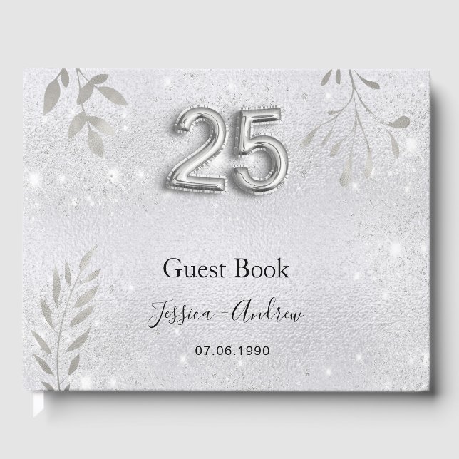 25e anniversaire mariage argent feuillage livre d' (Recto)