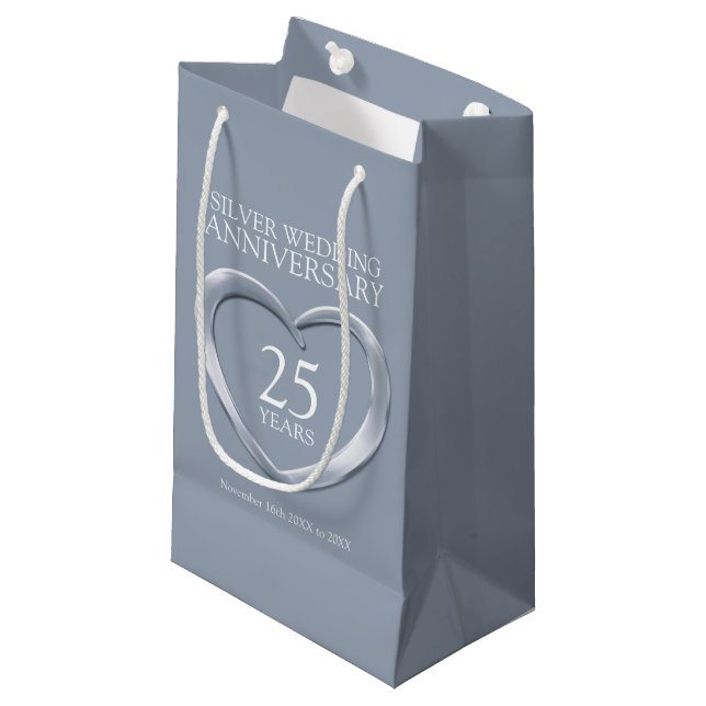 25e anniversaire mariage argent sac cadeau photo (Devant Angle)