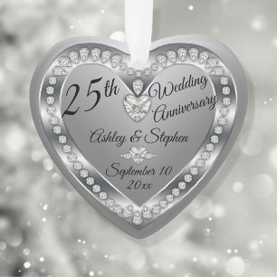 25e anniversaire Mariage garde des diamants d'arge