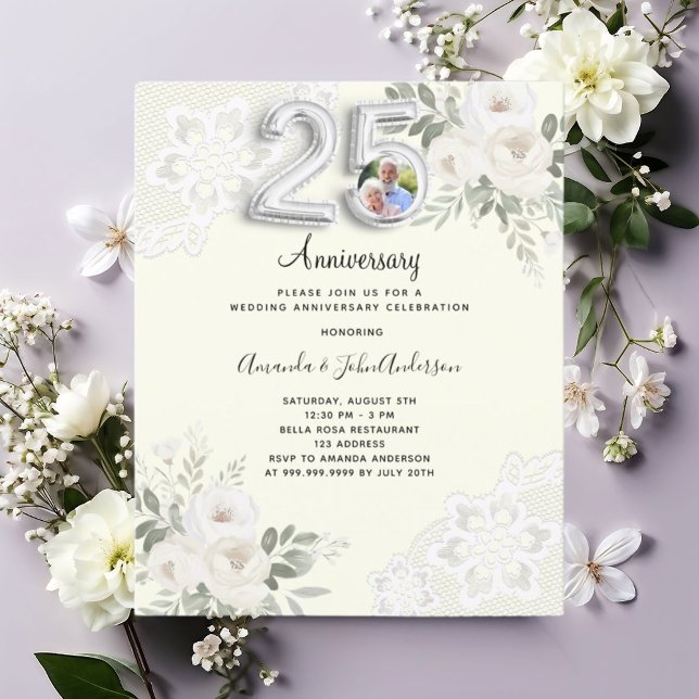 25e anniversaire mariage invitation photo en ivoir (Créateur téléchargé)
