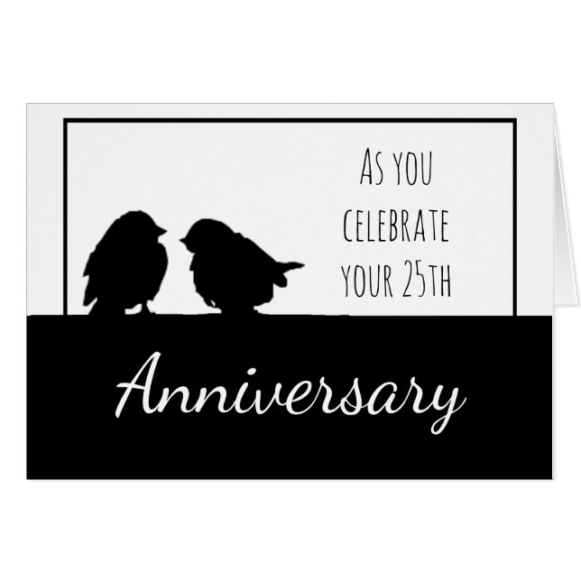 25e Anniversaire Romantique mignon oiseaux couple (Devant horizontal)