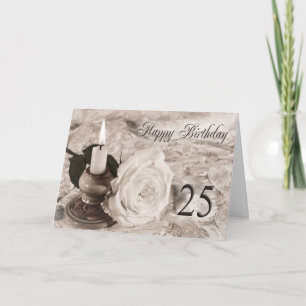 25ème anniversaire carte avec un rose antique
