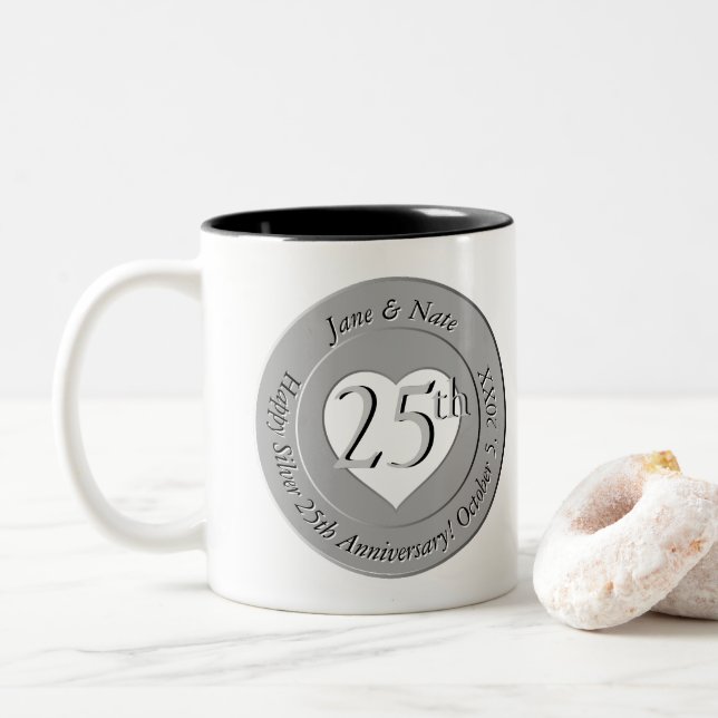25ème Anniversaire de Mariage d'or Mug (Avec donut)