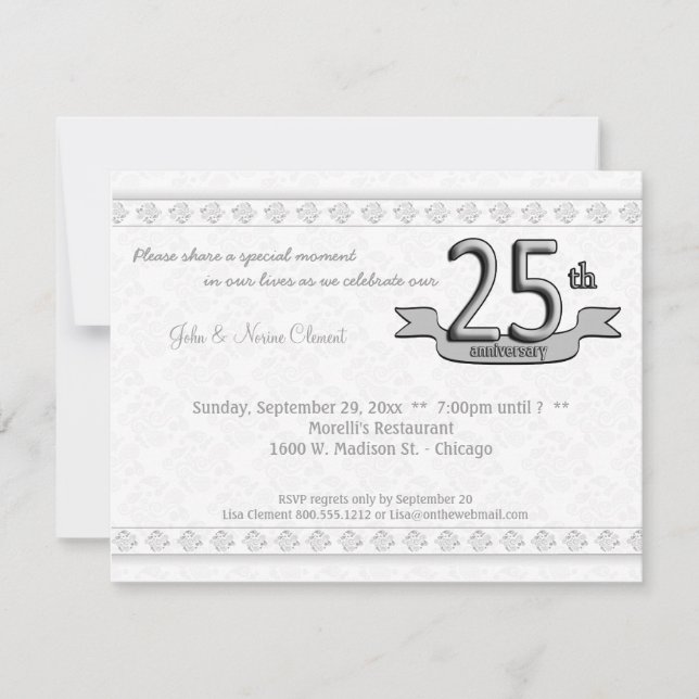 25ème invitation de célébration d'anniversaire de (Devant)