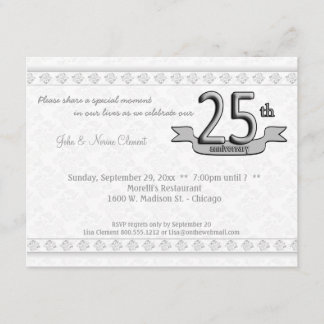 25ème invitation de célébration d'anniversaire de