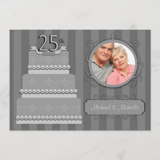 25ème invitation de photo d'anniversaire de