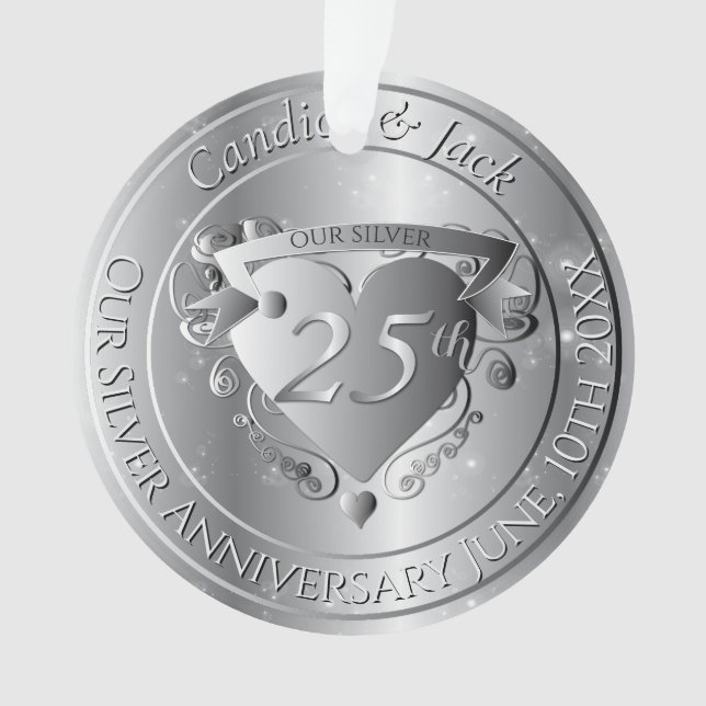 25th Wedding Anniversary Silvery Heart (devant)
