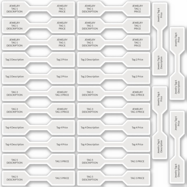 26 Bijoux en argent Prix étiquette Stickers Barbel (Devant)