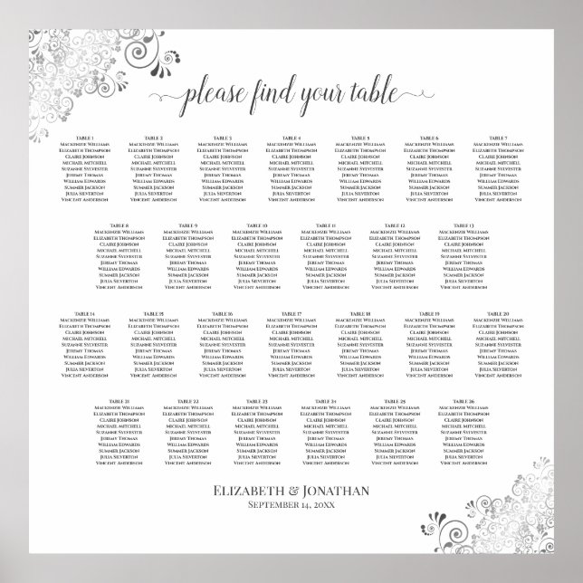 26 Tableau Mariage Plafonds en argent blanc (Devant)