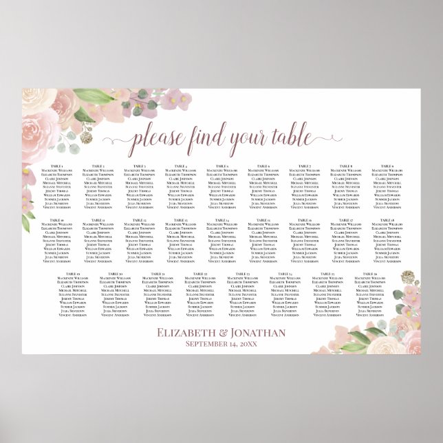 26 Tableau Tableau Mariage Rustique Roses Roses Ro (Devant)