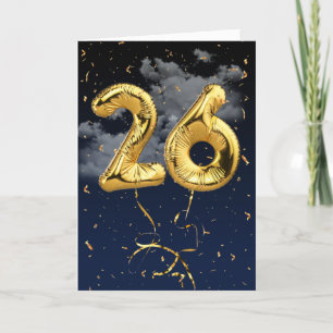 26e Anniversaire Gold Mylar Balloon et carte Confe