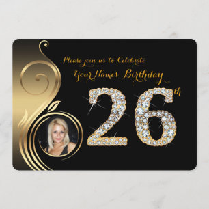 26ème, invitation d'anniversaire, diamant de