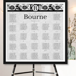 270 - 300 invités Tableau de siège noir Damas