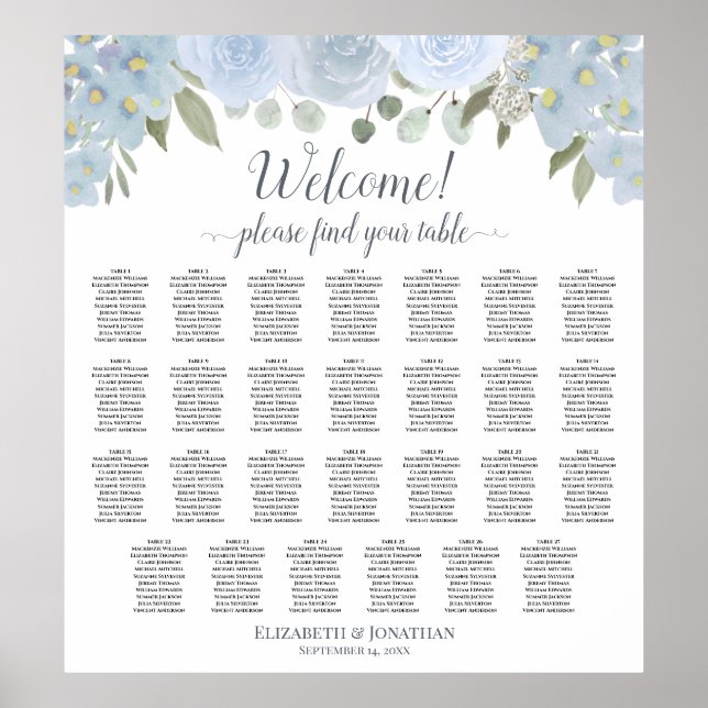 27 Tableau Dusty Blue Roses Mariages Tableau de si (Devant)