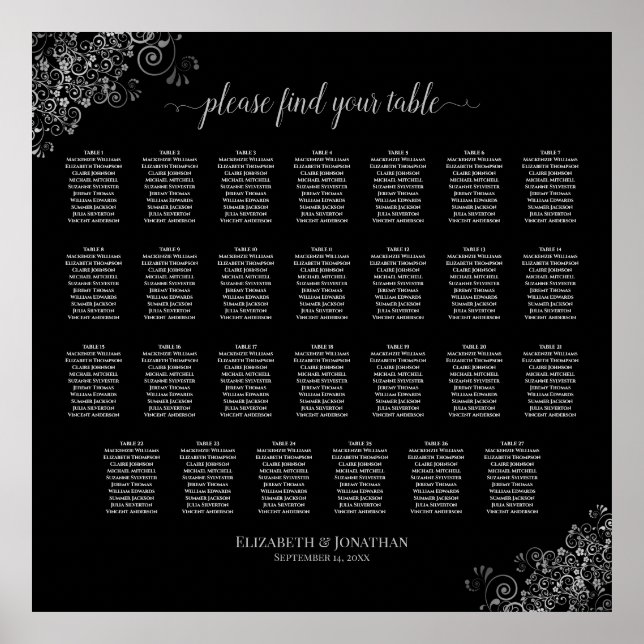 27 Tableau Mariage Plafonds en argent Noir (Devant)
