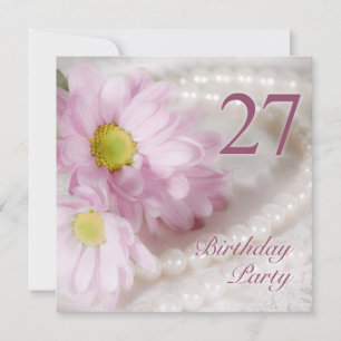 27e anniversaire invitation de fête avec marguerit