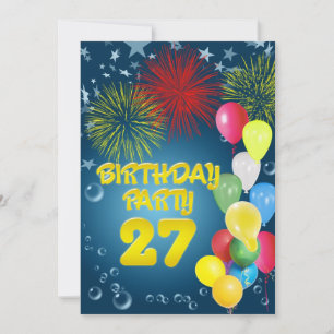 27e fête d'anniversaire Invitation avec ballons