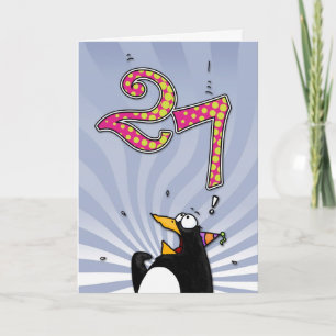 27ème anniversaire - carte de surprise de pingouin